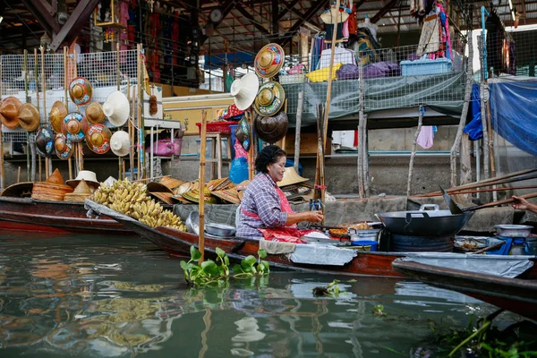 Market on the water canals of Bangkok, Thailand.