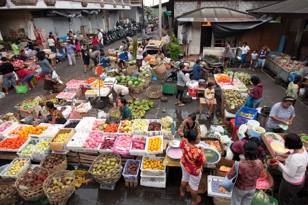 Commercial activities in the morning market in Ubud, Bali Island