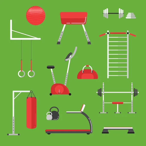 Sport equipment flat icons isolated. Gym training, bodybuilding and active lifestyle, fitness equipment. Fitness gym sport club vector icon. Sport equipment icons isolated. Athlete and Sport equipment