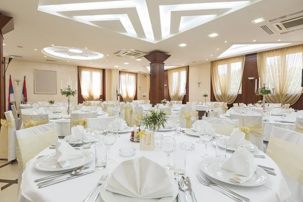 Wedding hall or other function facility set for fine dining