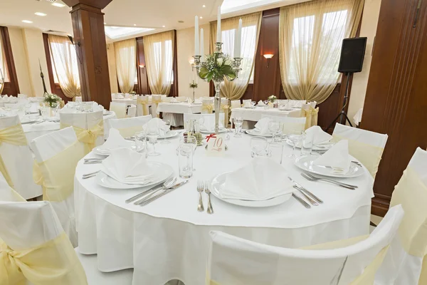 Wedding hall or other function facility set for fine dining