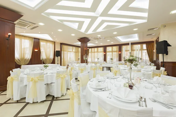 Wedding hall or other function facility set for fine dining