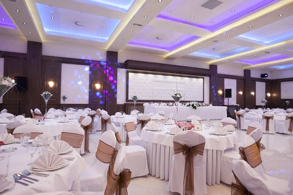 Wedding hall with colorful lights