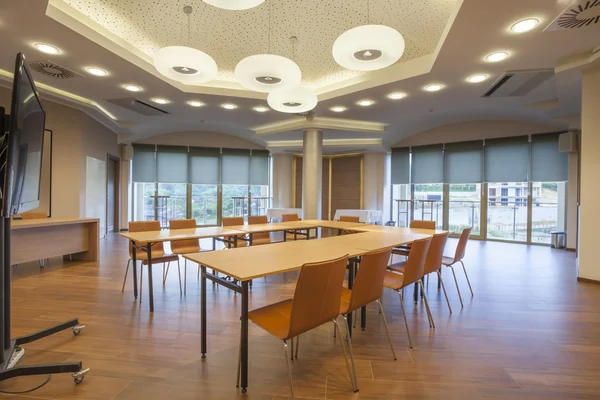 Conference room interior with big LCD screen