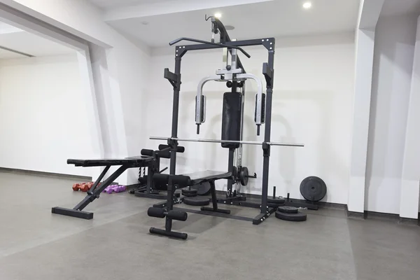 Weight bench in a gym