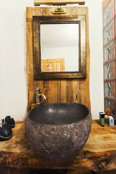 Wood and stone rustic sink