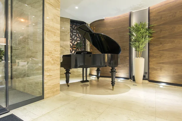 Piano in building lobby