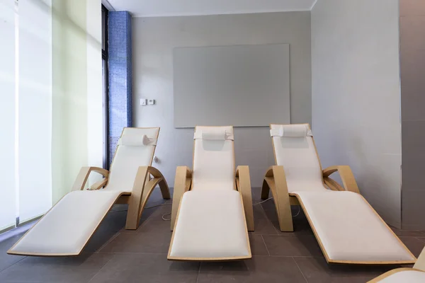 Lounge chairs at spa center
