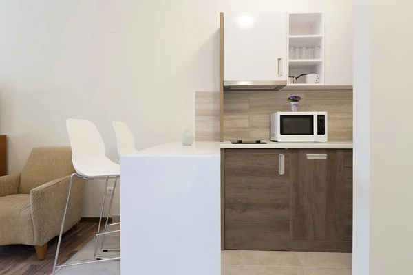 Interior of a small apartment kitchen