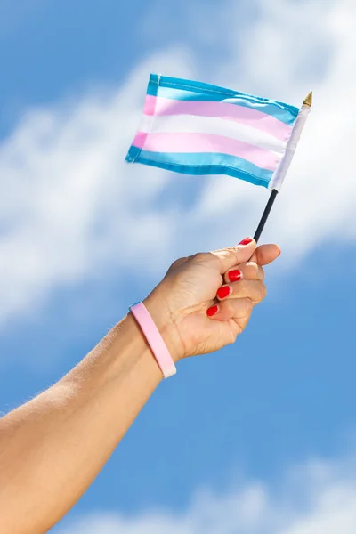 Hand Holding Transgender Flag