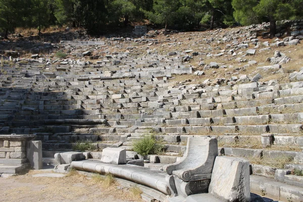 The ruins of the ancient amphitheater in the city of Priene