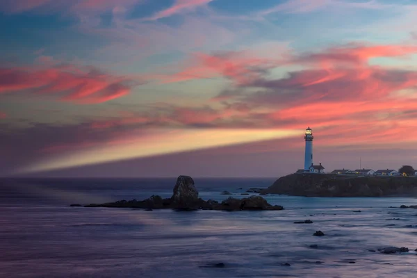 Lighthouse on the Beach, sunset,  Pigeon point lighthouse, California, USA