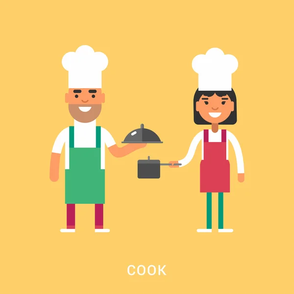 Male and Female Cartoon Character Chief in Uniform. Cook Concept. People Profession Concept. Vector Illustration in Flat Design