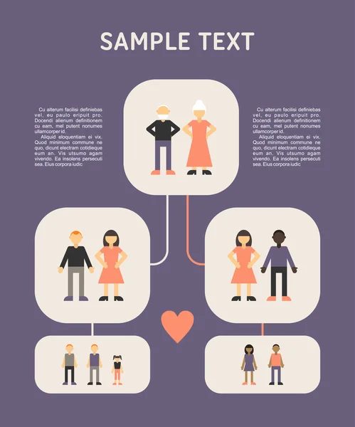 Family tree with people avatars of generations flat vector illustration