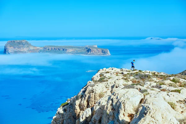 Man running on the rock