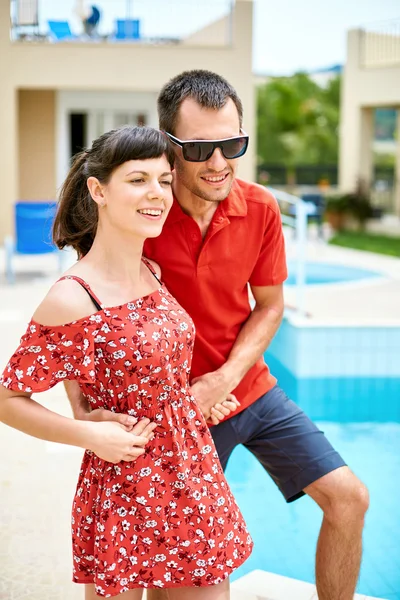 Couple near the pool