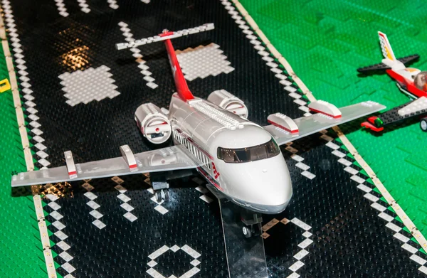 Passenger plane fly up, made by Lego blocks