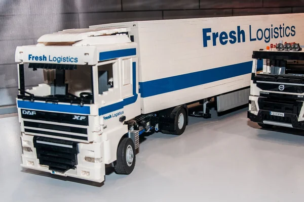 Truck Daf xf with fresh Logistics company logo, made by Lego blo