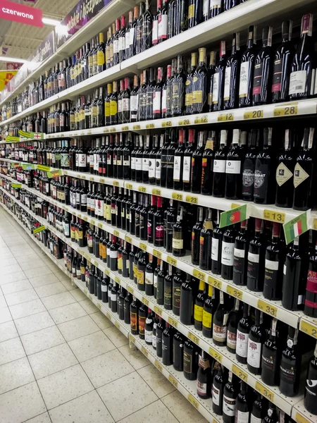 Wine Bottles On Supermarket