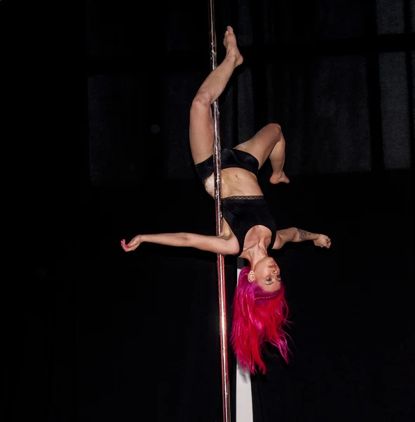 Unidentified pole dancer woman during Motoshow Szczecin 2015