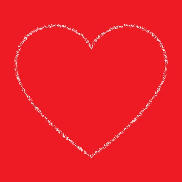 White Hand Drawn Thin Contour Grunge Heart logo on red background