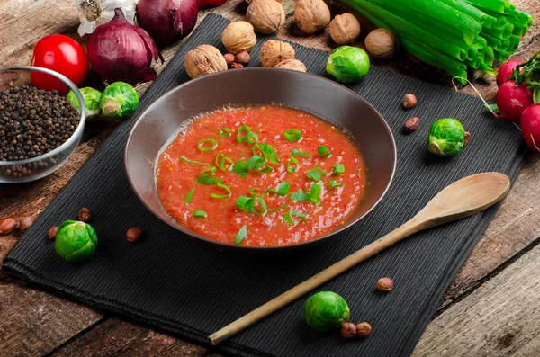 Hot salsa tomato with spring onion and red pepper