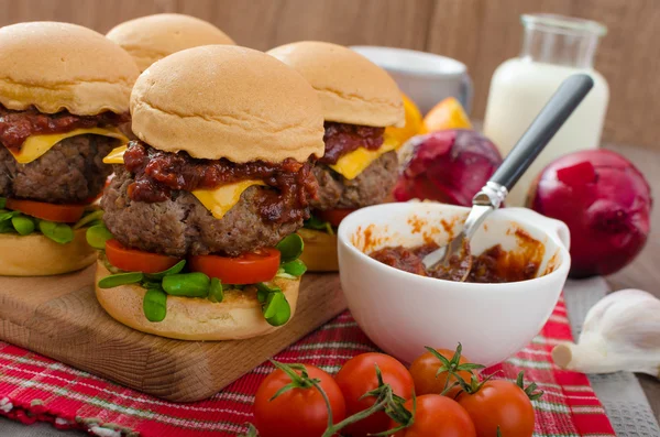 Beef Sliders with homemade barbecue sauce