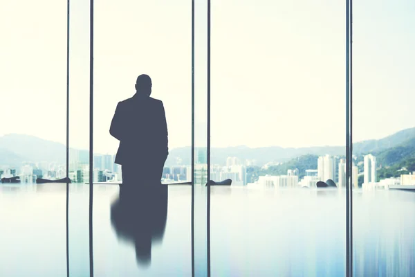 Silhouette of man jurist in private office