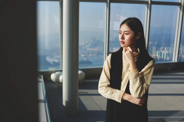 Businesswoman enjoying amazing city view