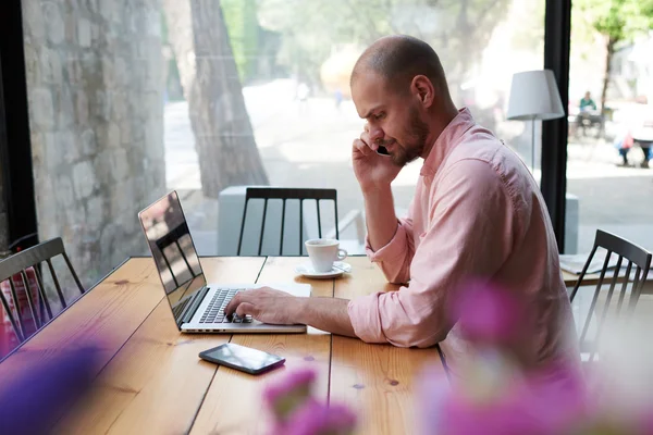 Freelancer during coffee break