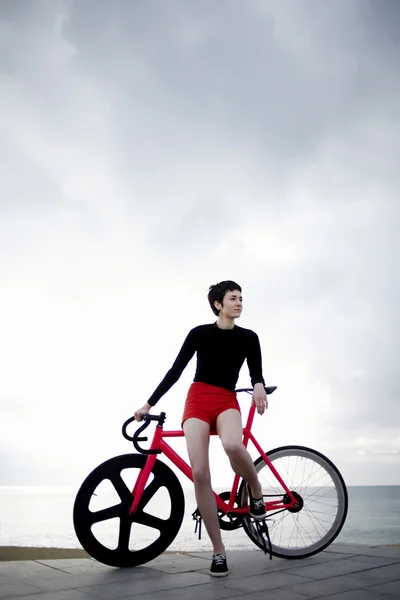 Woman resting after an active riding outdoors