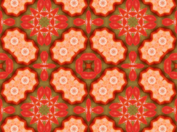 Orange color drawing in kaleidoscope pattern