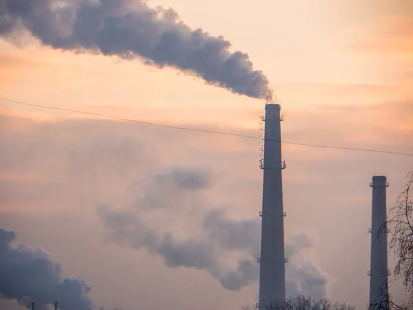 Industrial stack billows smoke