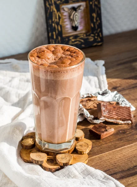 Chocolate smoothie with banana and peanut butter