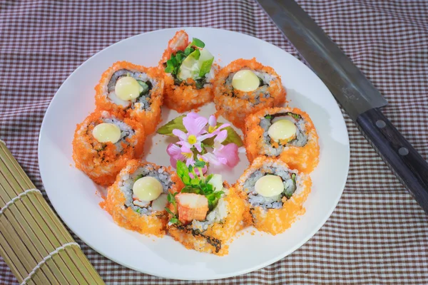 The make sushi in home and take photo in studio