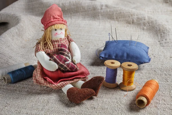 Rag Doll and sewing items