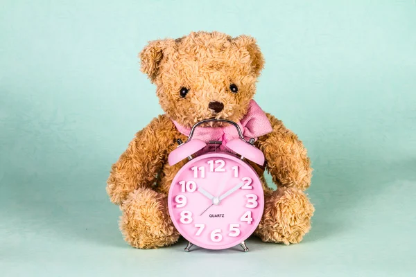 Retro and vintage style of Old fashioned alarm clock and cute doll