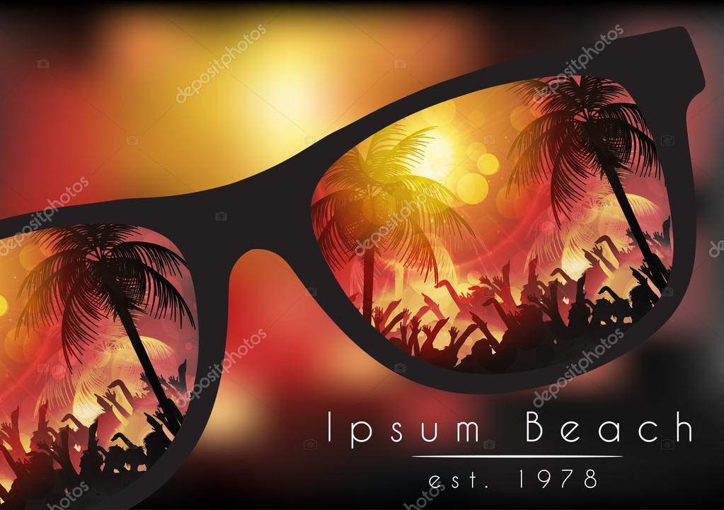 Diseño de flyer fiesta de playa con gafas de sol de verano en ... Désign sol Diseño
