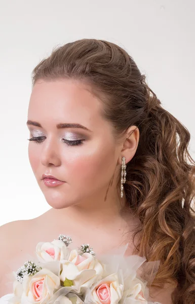 Young brunette lady with a beautiful hair