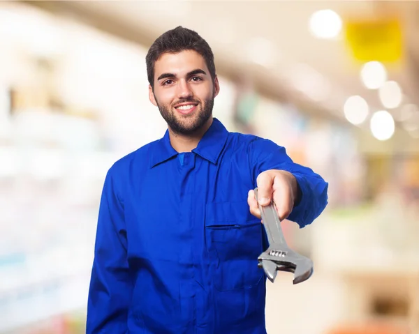 Mechanic man with wrench