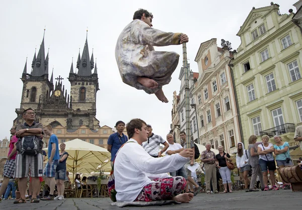 Praha, Czech Republic, July 23, 2015: Street performance at the