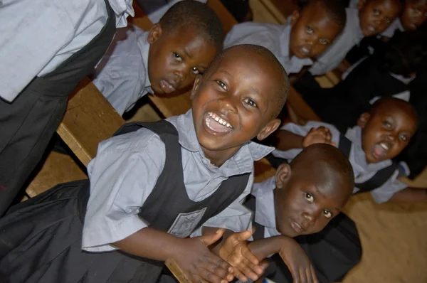 Unidentified children in township school near Kampala.