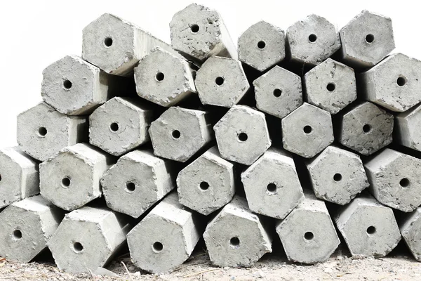 The pile of hexagon concrete foundation piles isolated
