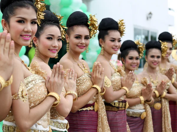 Ayutthaya Thailand - Sep 17, 2015 : Group of Thai dances smiling