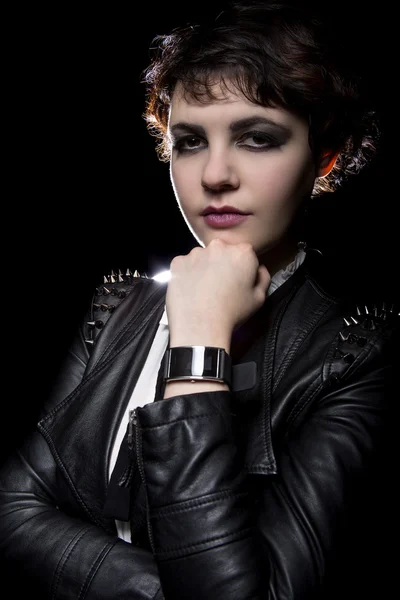 Model wearing  tech smart watch