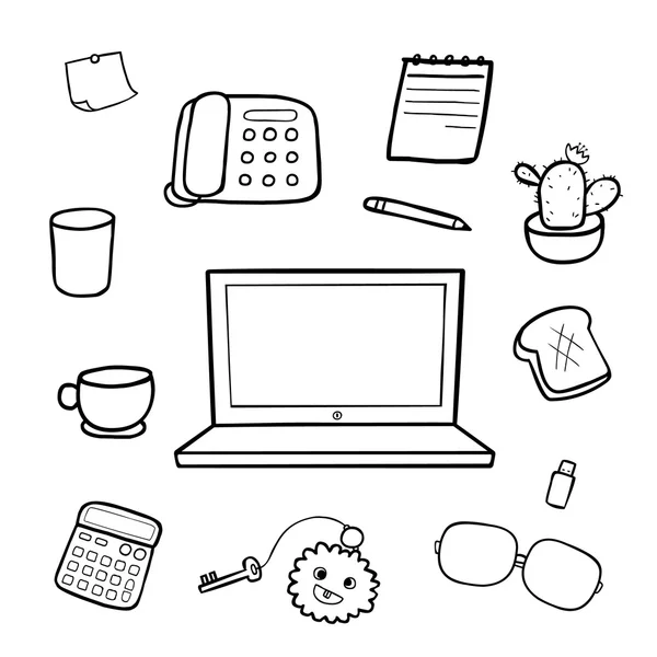 Office equipment doodle drawing vector illustration