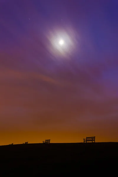 Hilltop Benches in the moonlight