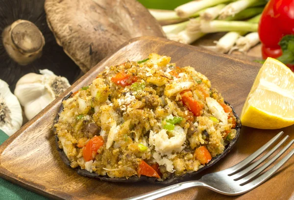 Crab stuffed portobello mushrooms