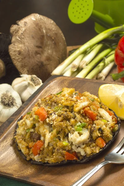 Crab stuffed portobello mushrooms