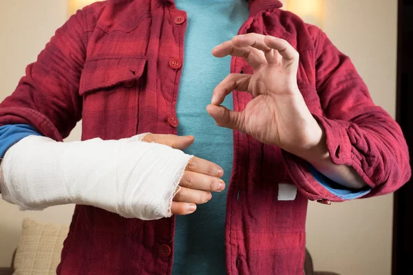 Broken hand with bandage